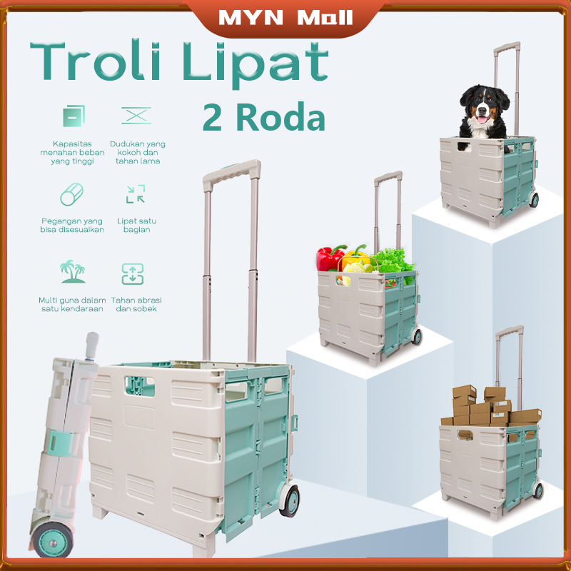 Troli Lipat / 2 Roda Troli Portabel Lipat / Stroller Troli Anjing Keranjang Lipat Folded / Keranjang pakaian trolley troli lipat bawa aqua galon Dog Stroller dan gas trolley barang serbaguna / Kasing troli yang dapat dilipat