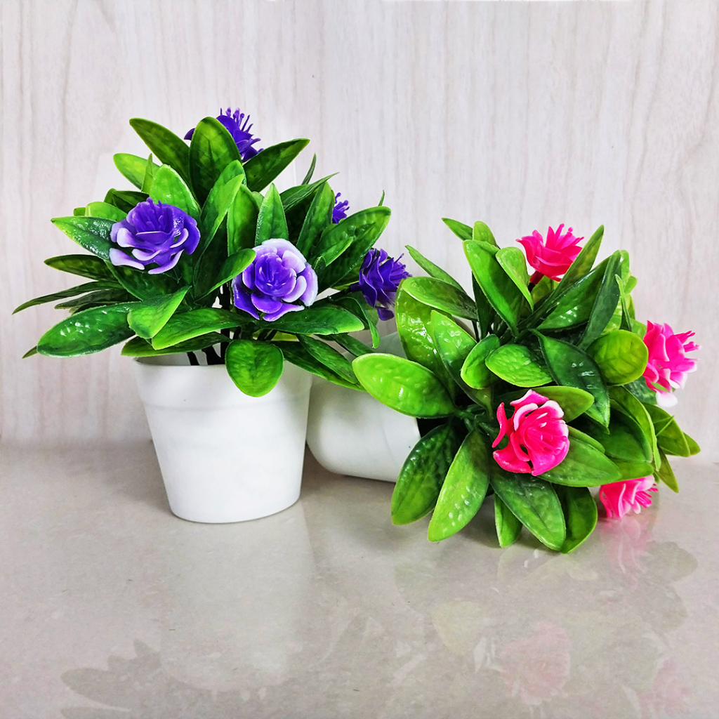 Ornamen Tanaman Hias Mini Bunga Hias Plastik Dekorasi Rumah Artificial Flowers Pot Tanaman Bunga Hias Bonsai PBP59