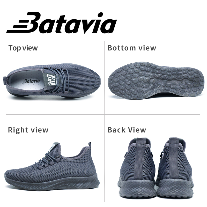 Batavia sepatu raiut pria baru fashion sepatu pria olahraga nyaman pria rajut terbang yang hitam sepatu sekolah premium bernapas sepatu Pria B37