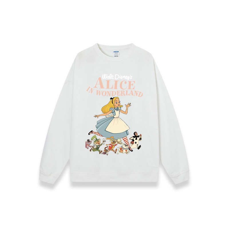 Sweater Oversize Korea Lengan Panjang Cartoon Alice Motif Printed Sweater Crewneck Kekinian Baju Sweater