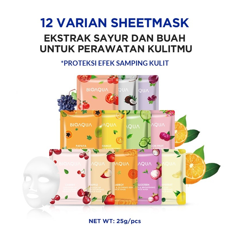 Kanzo - Paket Hemat 1kg BIOAQUA Sheet Mask Hydrating Essence Face Mask Brightening Moisturizing Skin Care / Skin Care Anti Aging Masker Wajah