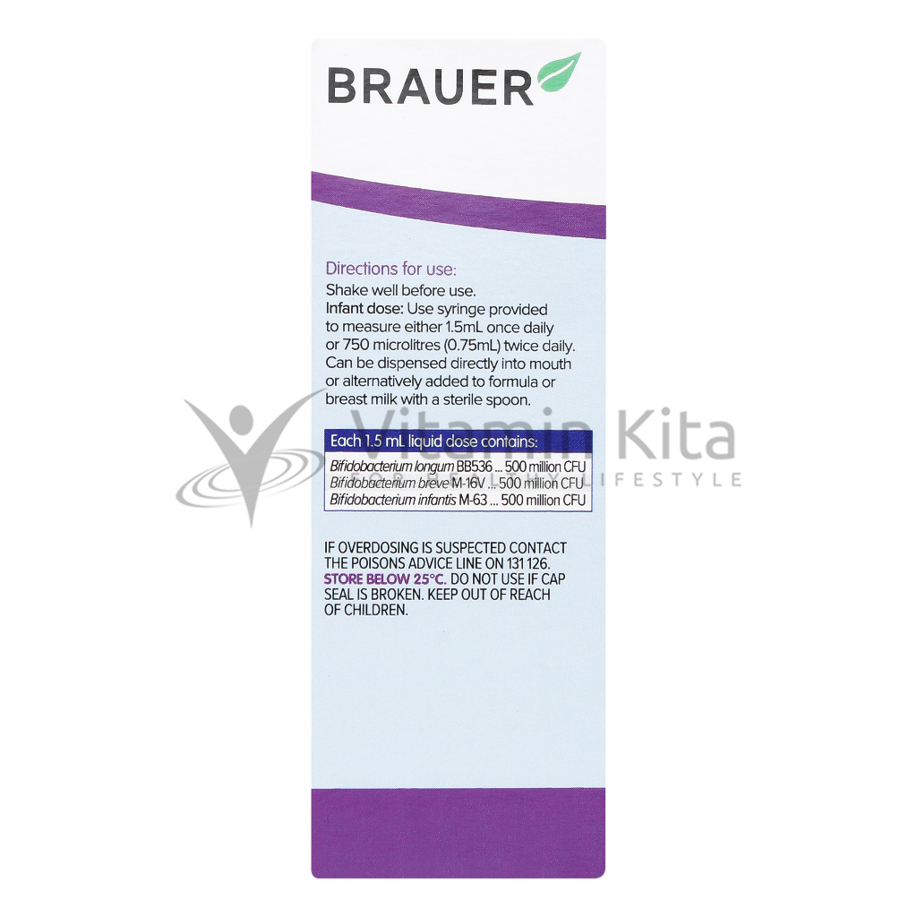 Brauer Baby And Child Immune Defence Probiotic Liquid - 45 ml | menjaga kekebalan tubuh, flora usus yang bermanfaat, mendukung kesehatan dan pertumbuhan bayi