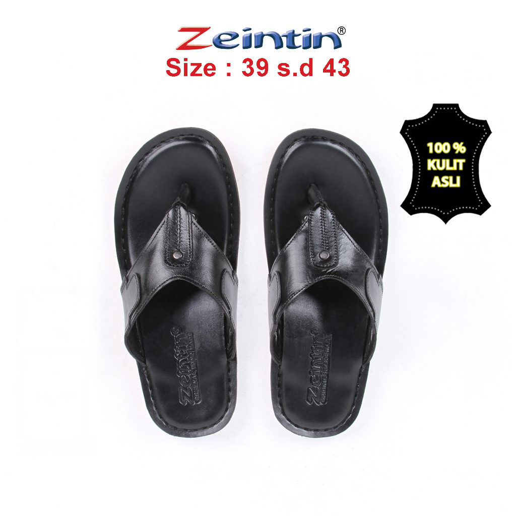 Zeinti - Sandal Pria Dewasa Sandal Jepit Pria Original Bahan Kulit Asli Zeintin KK