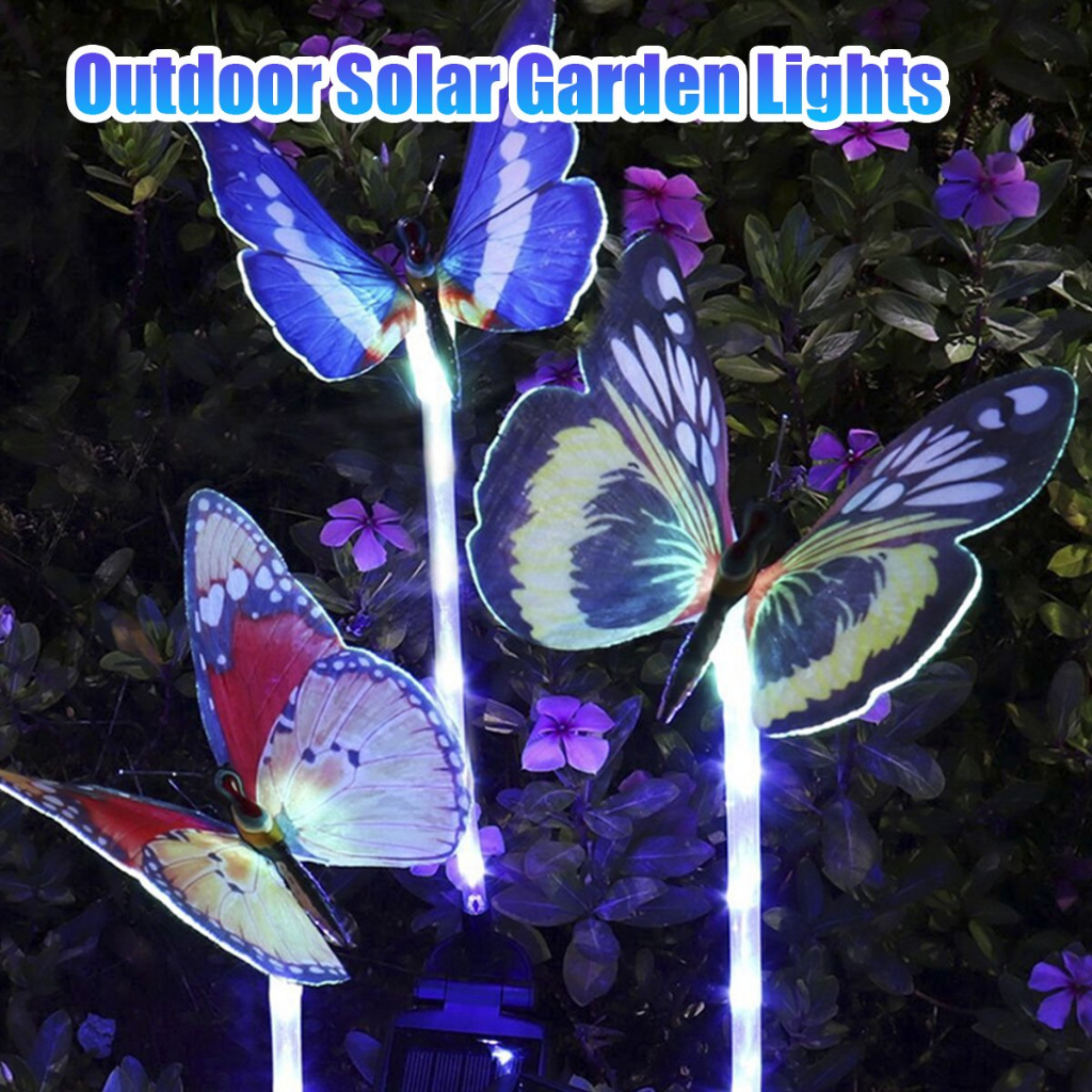 Lampu Taman Tenaga Surya LED Outdoor Bentuk Kupu Kupu Tahan Air Multicolor Solar Garden Light Butterfly Lampu Dekorasi Untuk Pernikahan