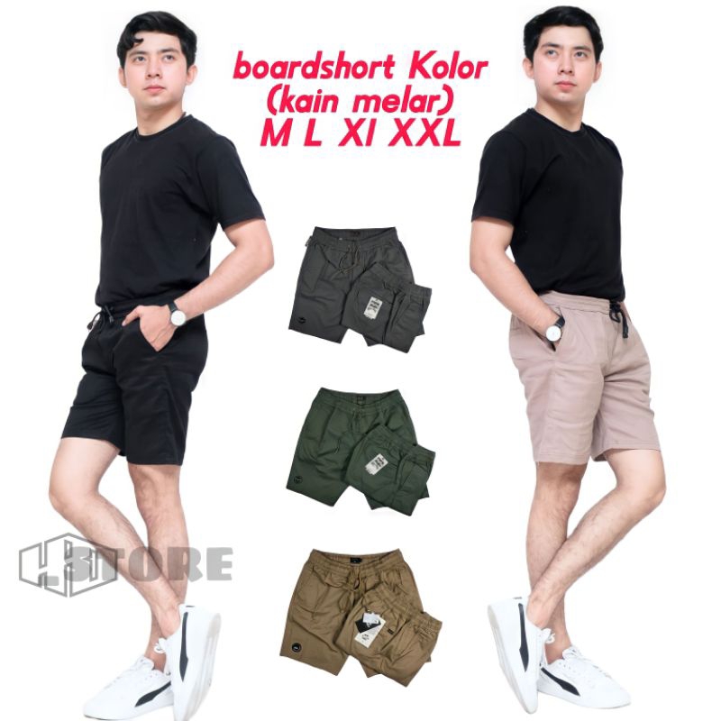 BEST SELLER Celana Pendek Pria Boardshort Distro (kolor) Tali Pinggang Bahan Melar Size M L XL XXL Warna Hijau Hitam Abu Cream Mocca BISA COD terbaru