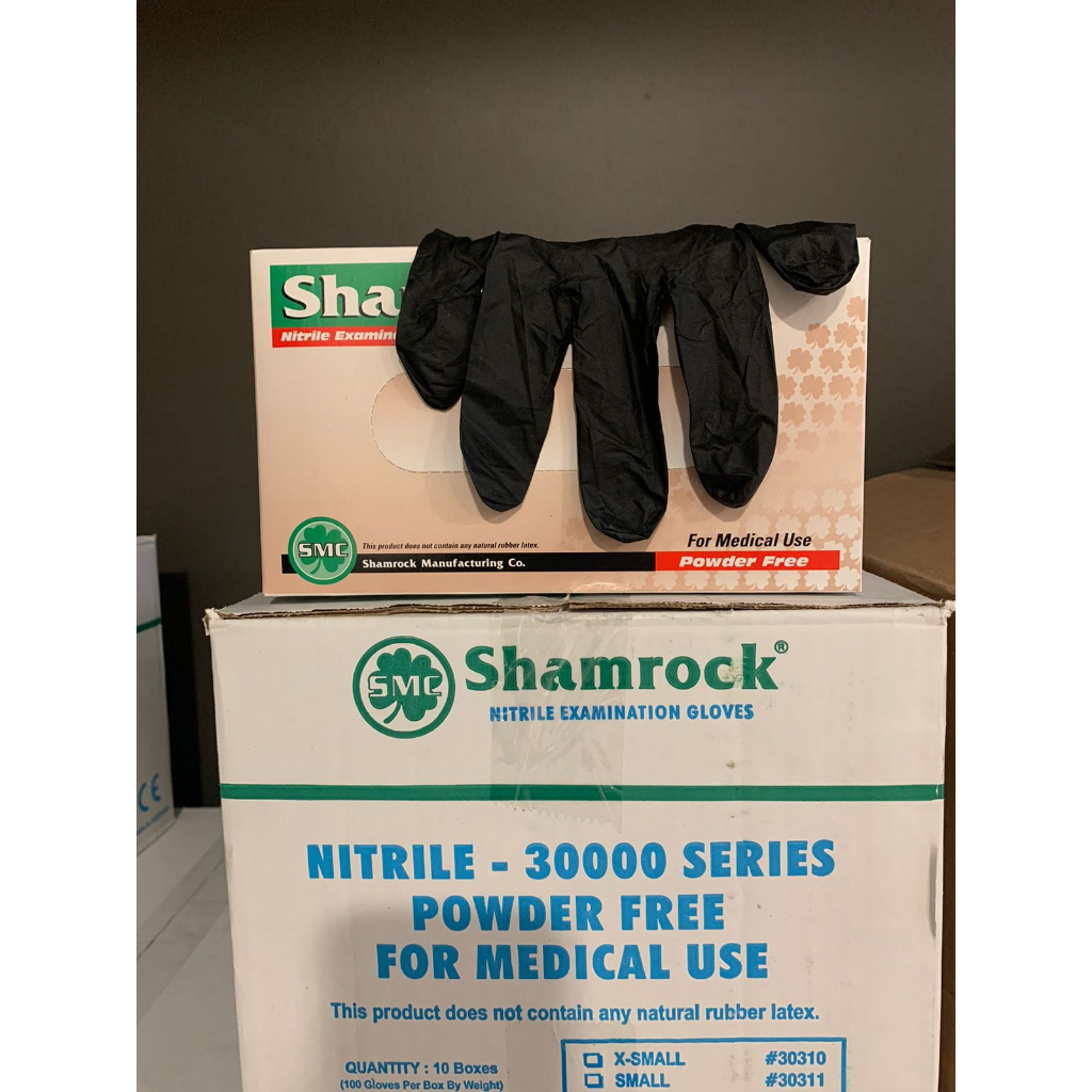 Shamrock Black Nitrile Powder Free / Sarung Tangan Nitrile Hitam