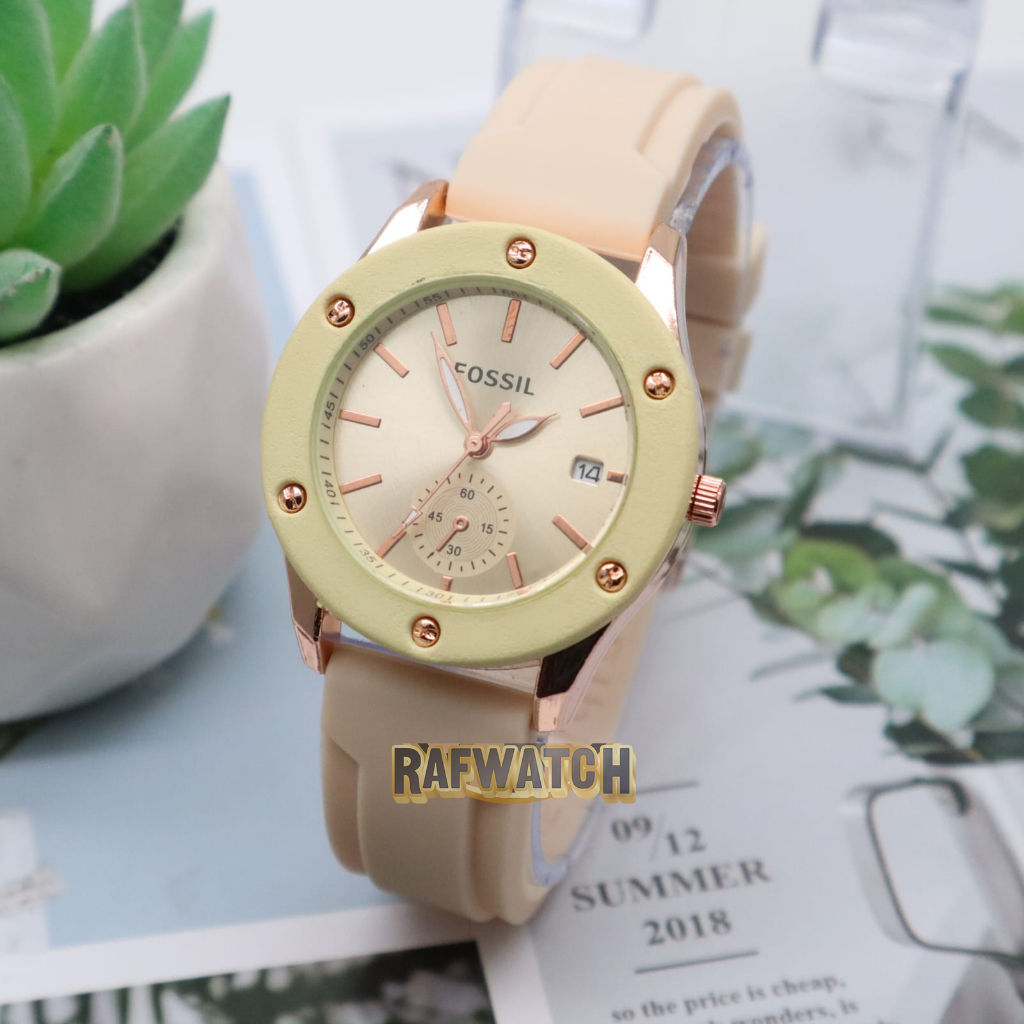 Jam Tangan Wanita Mewah Elegant Strap Rubber Tanggal Aktif F1