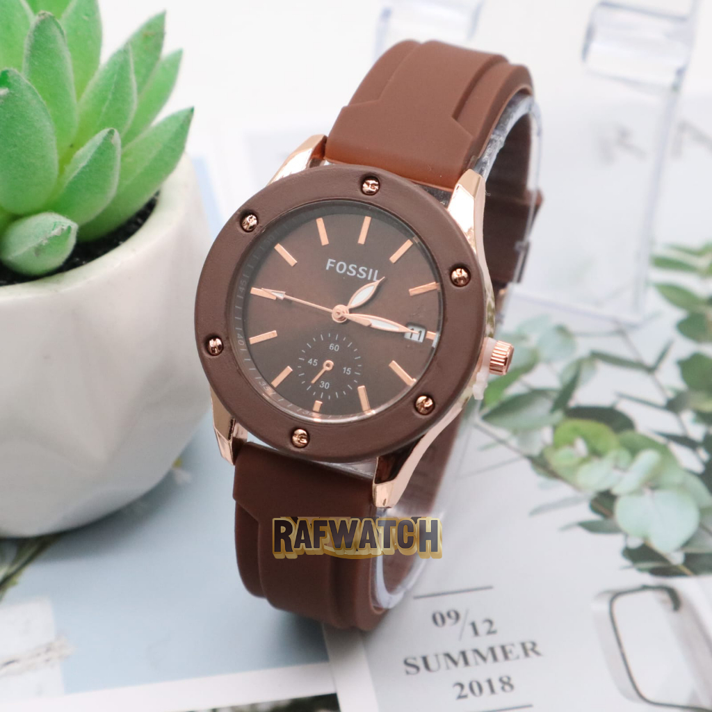 Jam Tangan Wanita Mewah Elegant Strap Rubber Tanggal Aktif F1