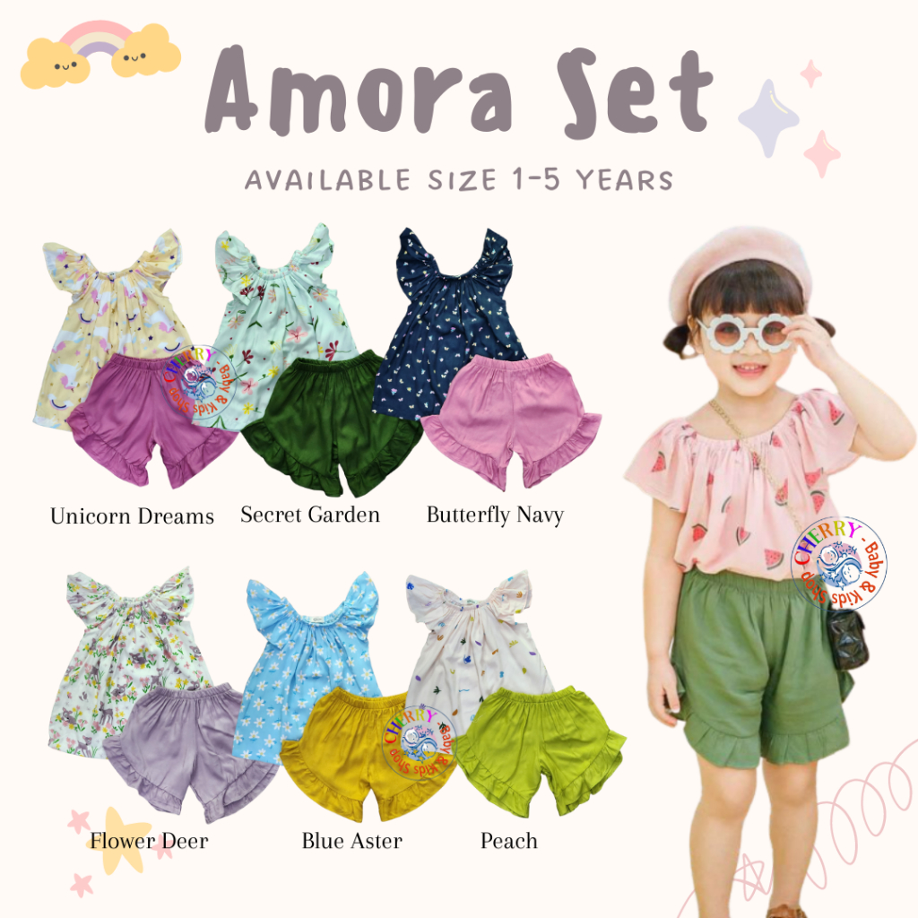 Setelan Pendek Fashion Girl Amora Smilee 1-5 Tahun CBKS SO