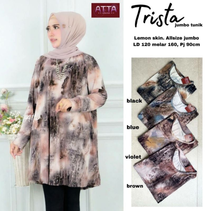 NEWWW PRODUK ATASAN WANITA  TRISTA JUMBO TUNIK BAHAN LEMONSKIN LD120-160CM PB90CM ALLSIZE JUMBO