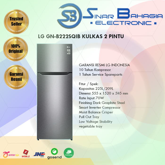 LG GN-B222SQIB KULKAS 2 PINTU (NEW) (KHUSUS BANDUNG)