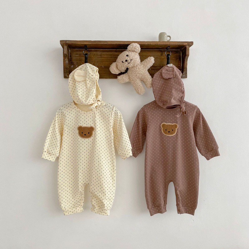 Polka bear jumpsuit bayi