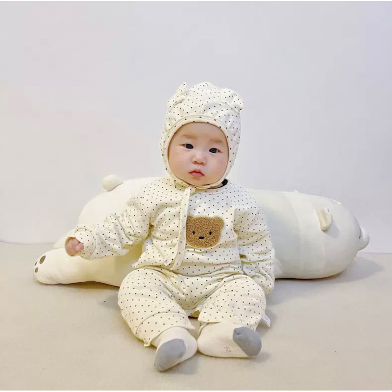 Polka bear jumpsuit bayi