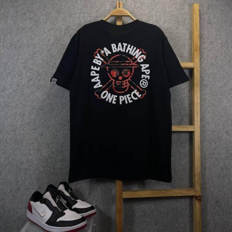 KAOS DISTRO PRIA DAN WANITA T-SHIRT ANIME ONE PIECE X AAPE