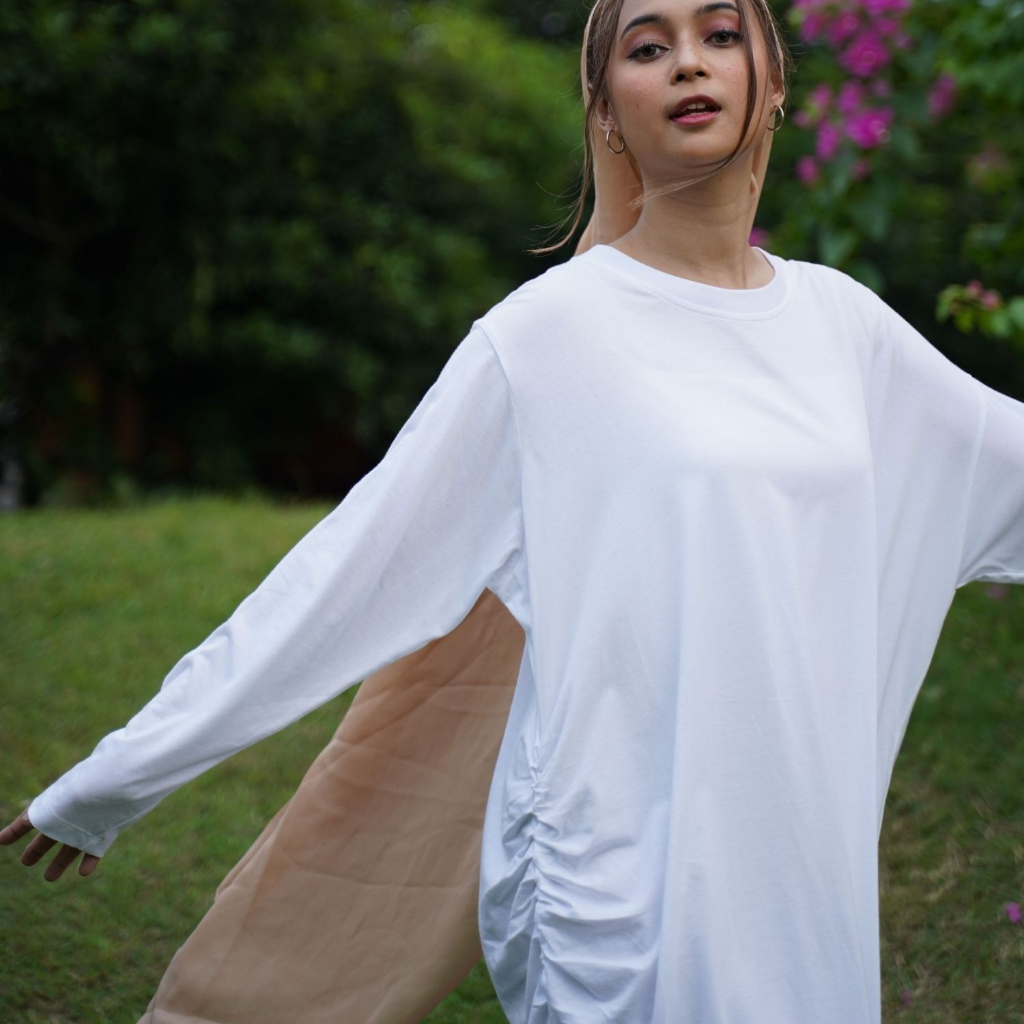 Agni - [ Sample ] Cla Dress White - T-Shirt (Kaos) Dress Wanita White