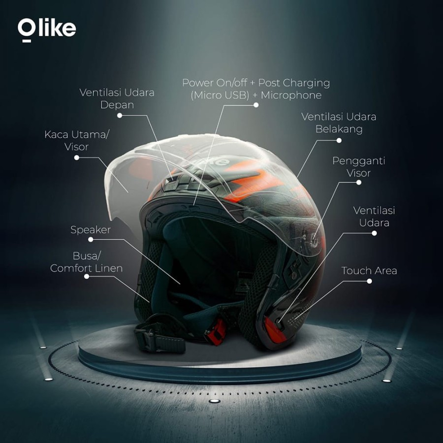 OLIKE TA-H1 Rider Smart Helm Bluetooth Musi &amp; Phone Call