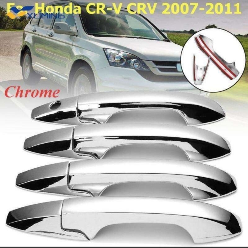 Penutup Pegangan Pintu Luar Eksterior Trim Cover Chrome Molding Potong Aksesori Mobil CR-V CRV 2007-