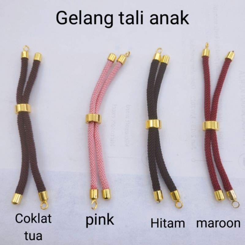 gelang tali + plat emas karakter dewasa dan anak kadar 375/8k