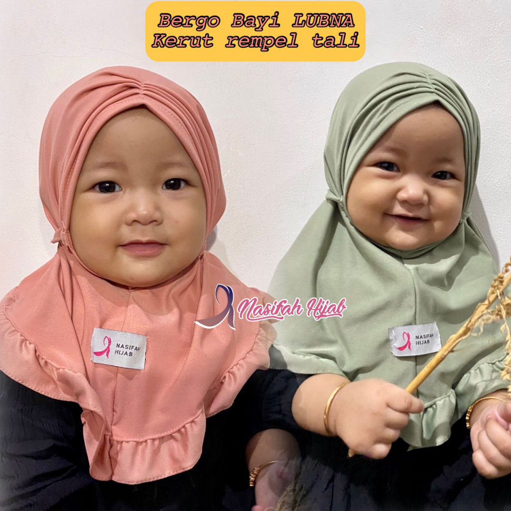 Nasifah Hijab - BAYI LUBNA Bergo  Kerut Rempel Tali kerudung anak jersey nonpet tali bawah rempel