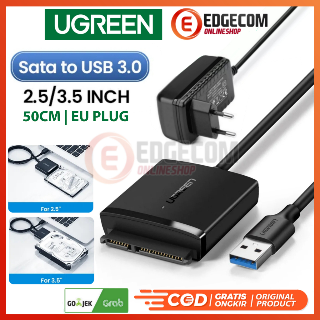 Ugreen Kabel Adapter SATA III to USB 3.0 untuk Hard Disk 2.5 &quot;/3,5&quot; with UASP SATA to USB Converter Hard drive