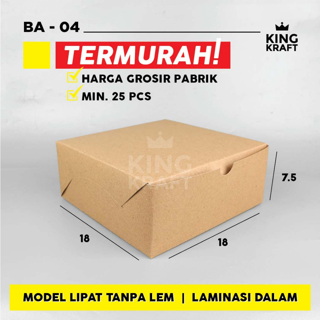 box kotak nasi 18X18 kotak makan dus katering kraft laminasi 275gsm