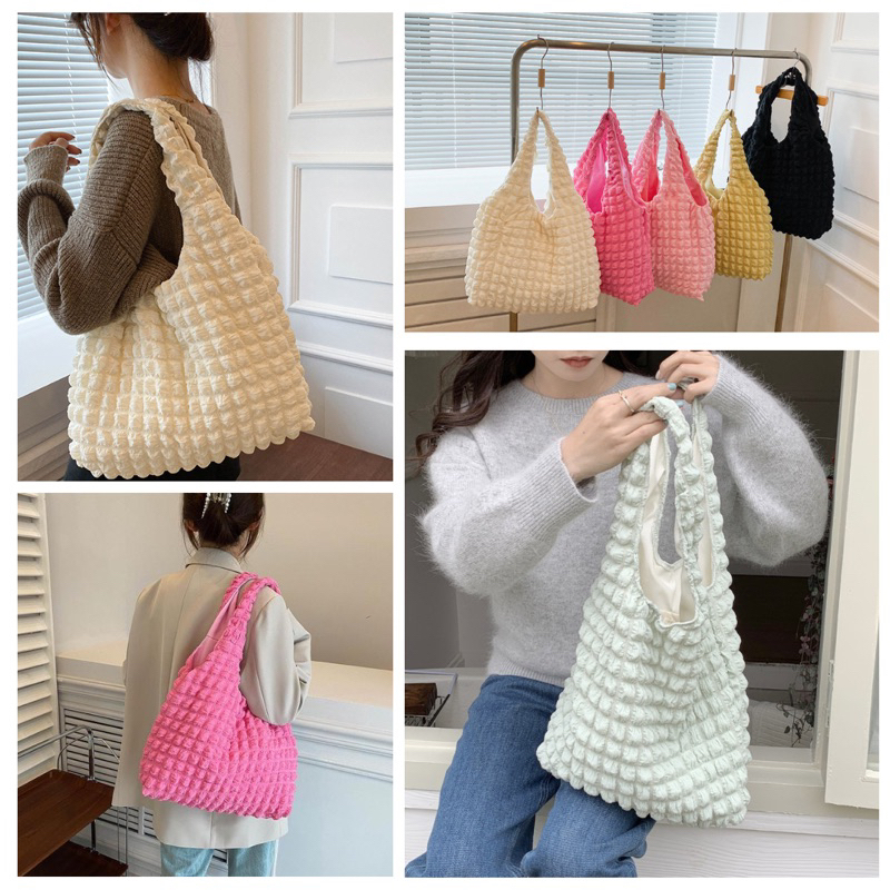 [LITTLE DAISY] AUBRIE PUFFY TOTE BAG / TAS KULIAH TRAVEL GAYA KOREA / TOTE BAG FASHION IMPORT TAS WANITA TRAVEL SEKOLAH EMPUK