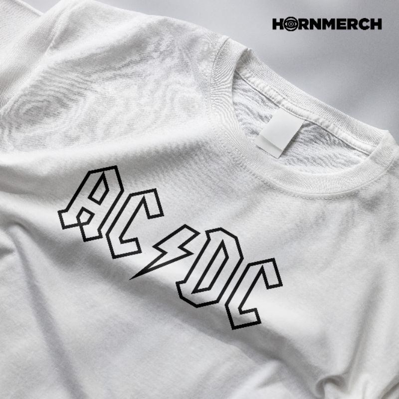 T-Shirt Baju Kaos Band Musik | AC DC ACDC - Logo On White Shirt