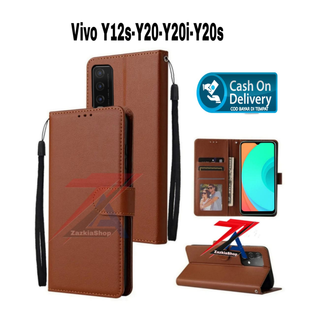 CASE FLIP CASE DOMPET KULIT FOR VIVO Y20/Y12S/Y20S/T20i/Y20 G CASING DOMPET-FLIP COVER LEATHER-SARUN