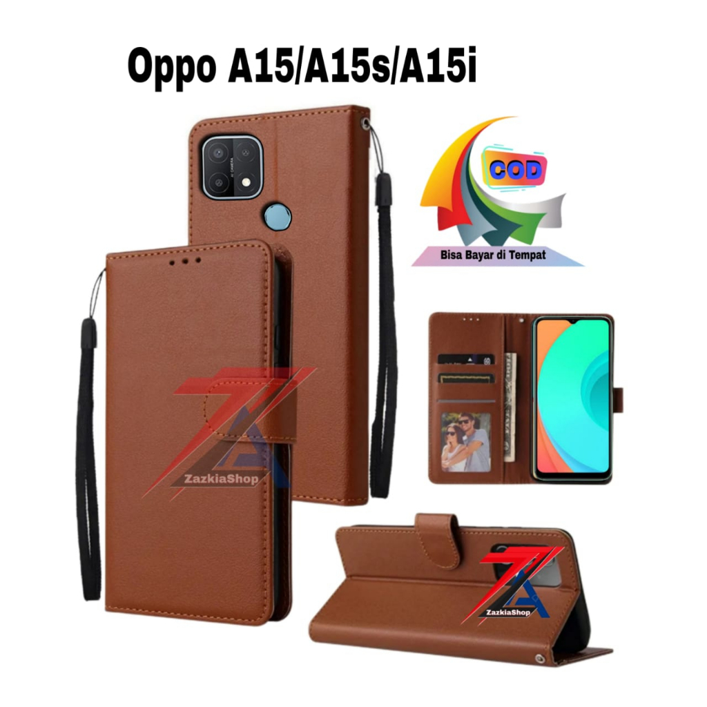 CASE FLIP CASE DOMPET KULIT FOR OPPO A15/A15S CASING DOMPET-FLIP COVER LEATHER-SARUNG HP