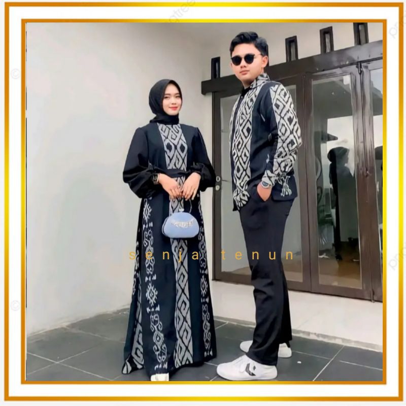 New Arrival  Gamis tenun toraja hitam/set couple gamis toraja hitam