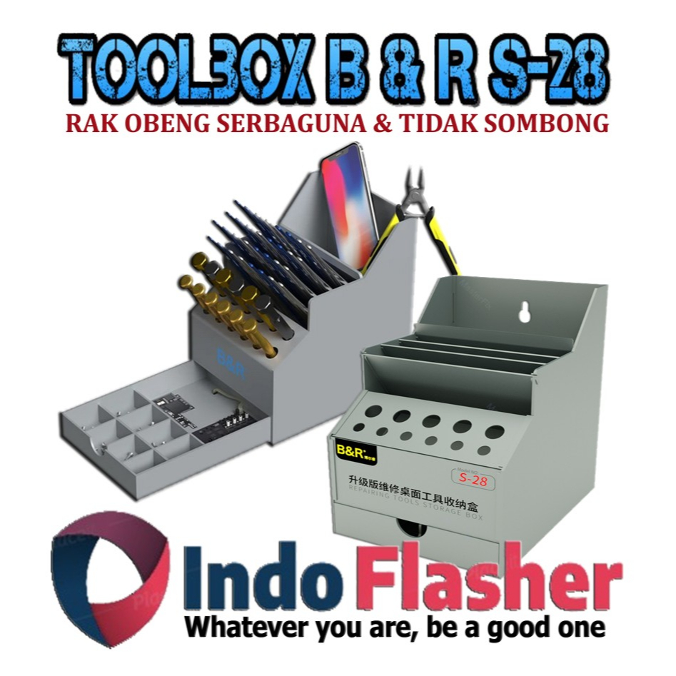 Toolbox B&R S-28 Rak Kayu Serbaguna Penyimpanan Sparepart Rak HP 10 Susun 12 Susun 24 Susun 36 Susun