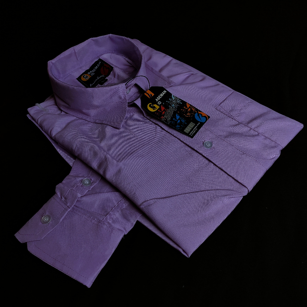 Baju Kemeja Kerah pria Lengan Panjang Lilac Slimfit Original