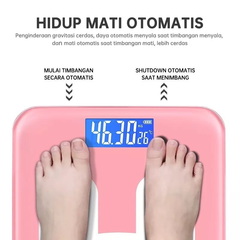 TIMBANGAN BADAN DIGITAL KARAKTER / TIMBANGAN BADAN KACA DIGITAL FREE BATERAI