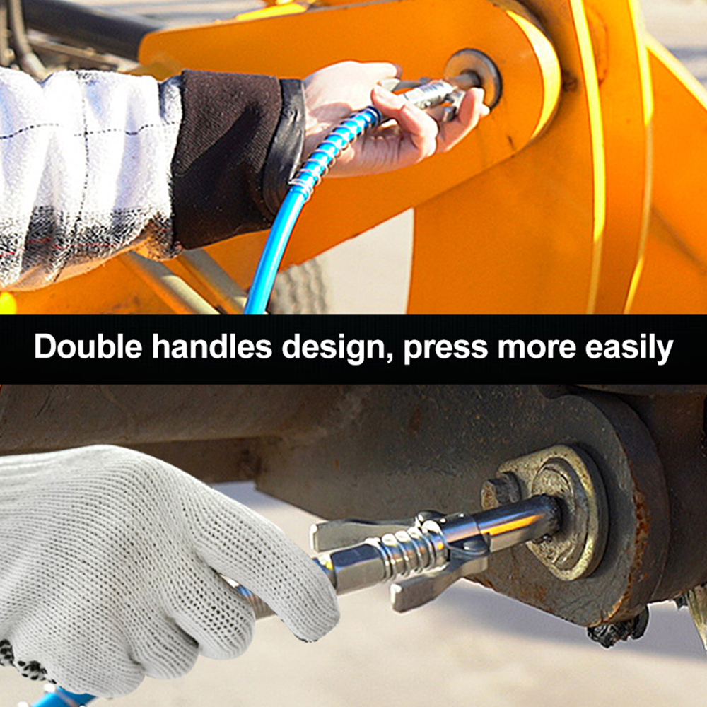 Grease Coupler Heavy-Duty Quick Release Grease Gun Coupler NPTI/8 10000PSI Two Press Easy to Push Accessories