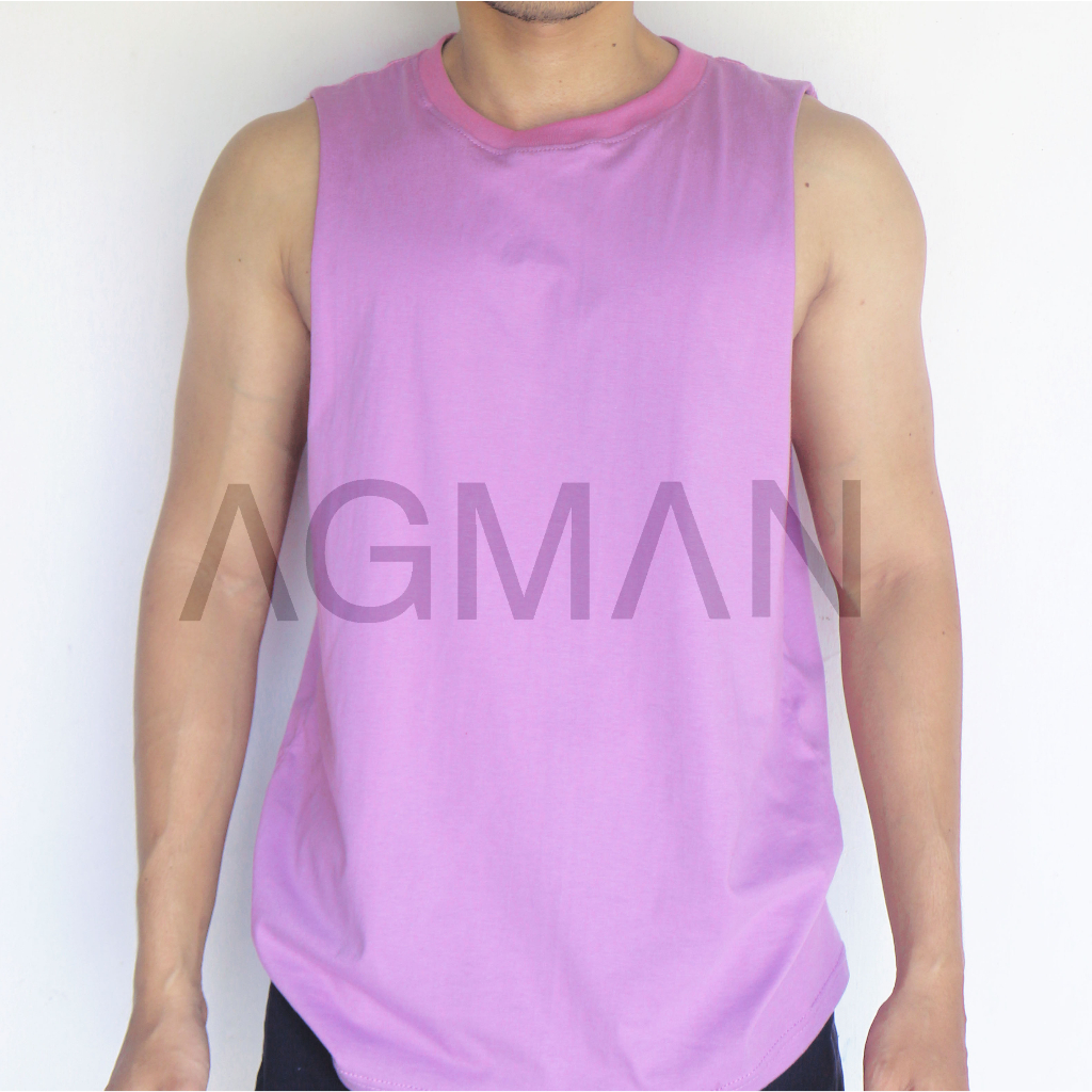 AGMAN Tank Top Low Cut Kaos Gym Fitness Pria Olahraga Nyaman Basic Polos Nyaman