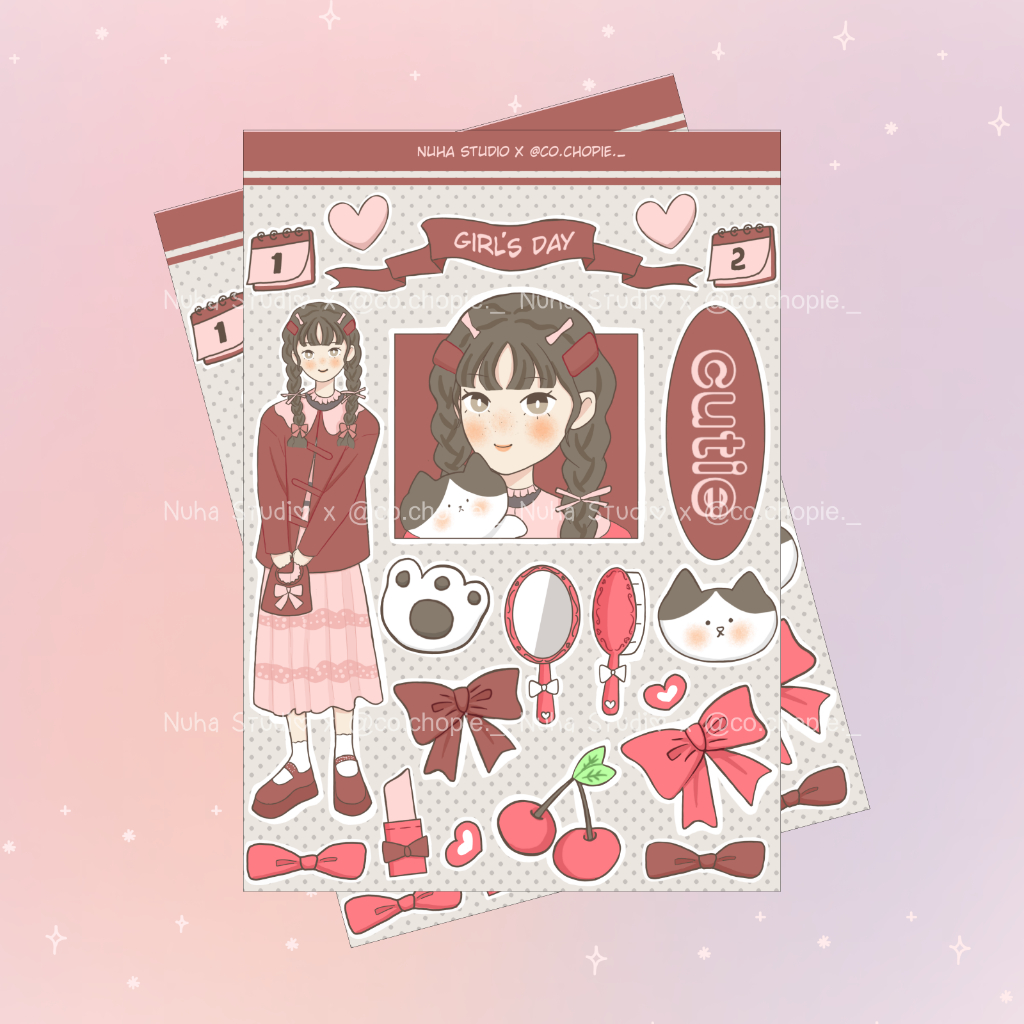 

Sticker by co.chopie._ | Girl's Day Cutie Cat Paw Kucing Sisir Pita Cherry Cermin Kalender Love Lipstick | Aesthetic Sticker Estetik Stiker HP Laptop Botol Cute Waterproof Scrapbook Diary Journal Bujo Anti Air