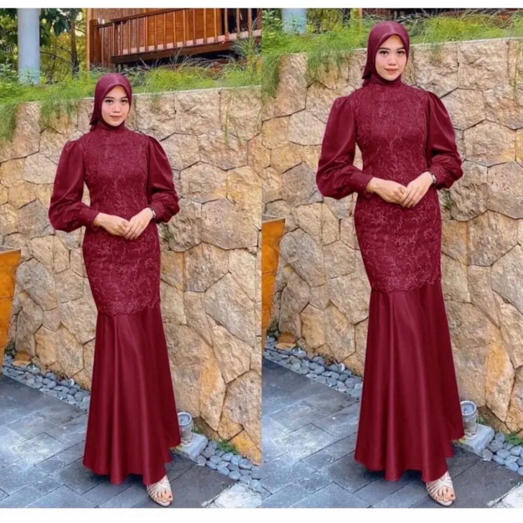 Nabila Dress BAHAN TILLE MUTIARA MIX ARMANY SILK M-XXL / DRESS PESTA MODEL DUYUNG / Gamis Kondangan BAJU DEWASA MURAH TERBARU 2023