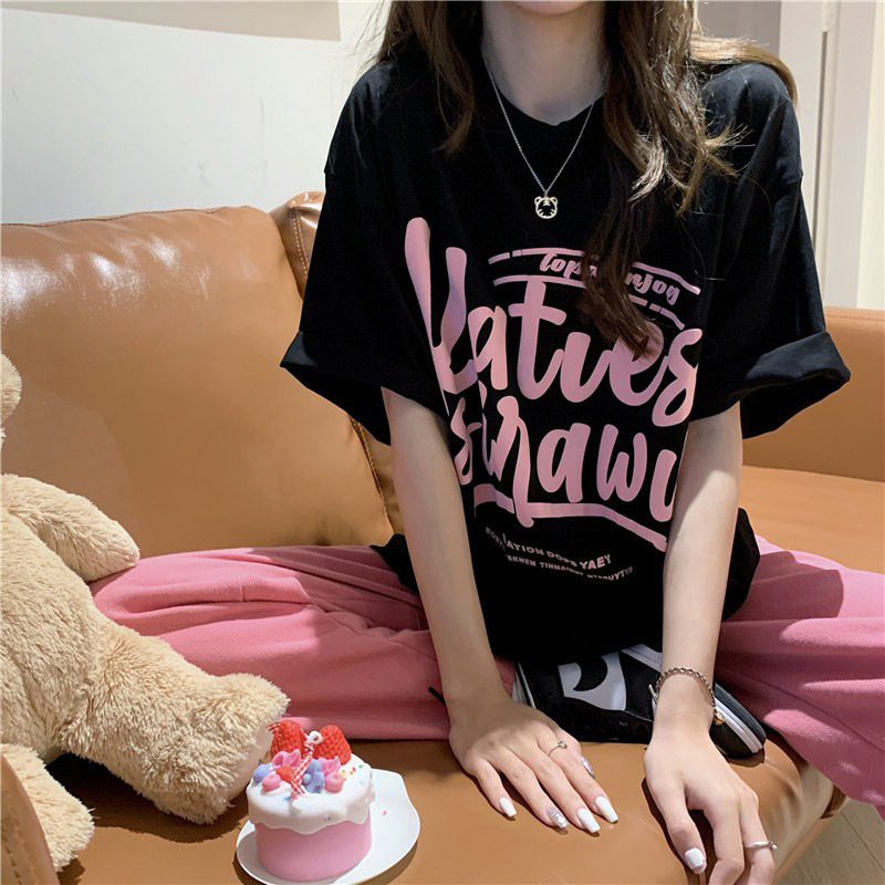 BV.ID BJ1140 Baju Oversize Wanita Korean Atasan Lengan Pendek Kaos Tshirt Kekinian