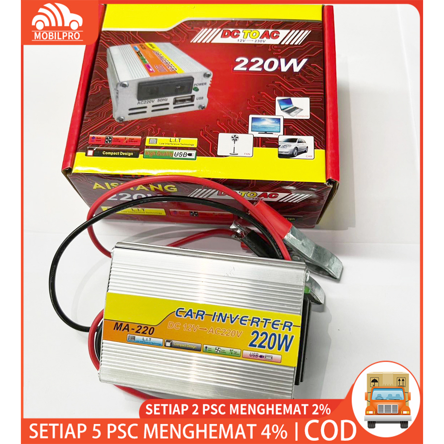 Power Inverter 220W DC 12V TO AC 220V HIGH QUALITY / Original / Termurah