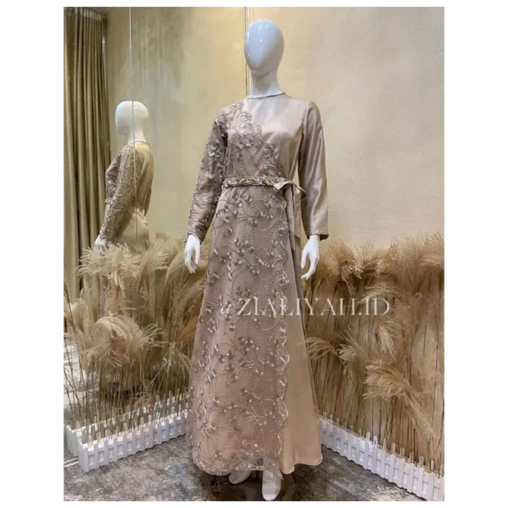 Qintan Dress + BELT Bahan Armani Silk  / Gamis Kondangan BAJU DEWASA MURAH TERBARU 2023 / Gaun pesta muslimah / Gamis pesta / Gaun kondangan wanita muslim