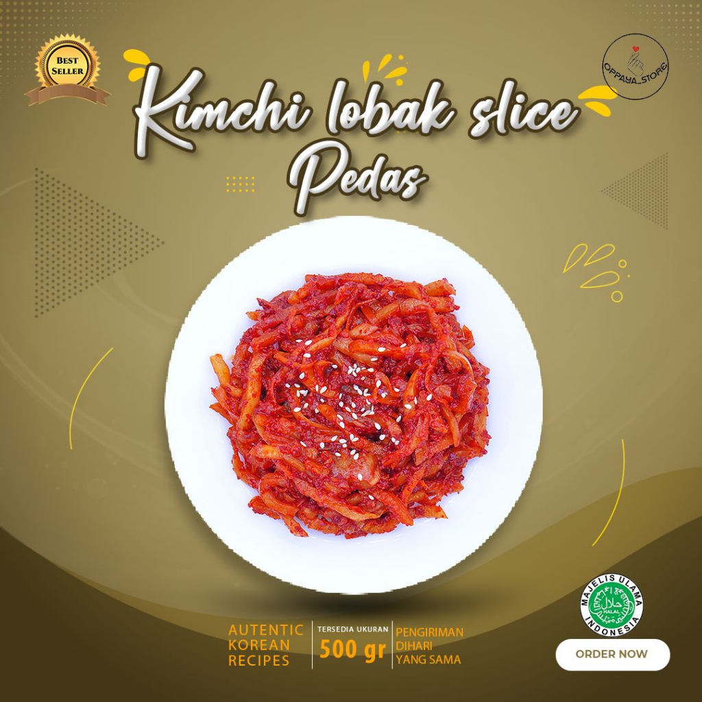 

Kimchi Lobak Wortel Slice Pedes 500Gr Halal