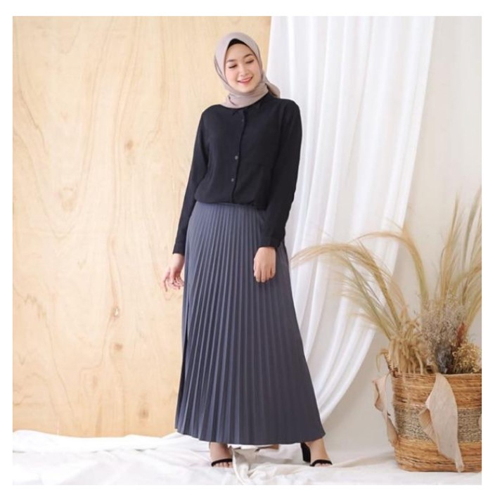 Rok Plisket Premium Polos Rok Bawahan Plisket Rok Panjang Murah