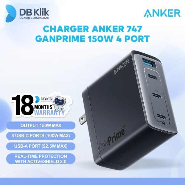 Charger Anker 747 GaNPrime 150W 45W PPS PD 4 Port Usb A C - A2340