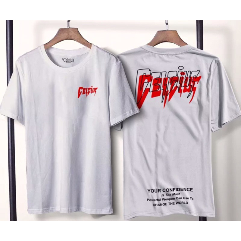 kaos celcius depan belakang pria keren kaos premium distro