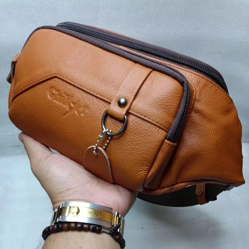 waistbag bag tas selempang pinggang pria wanita kulit asli keren murah