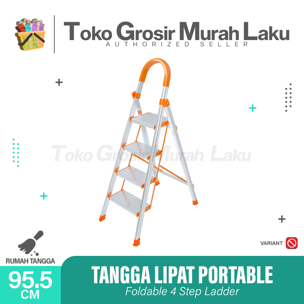 TANGGA LIPAT PORTABLE / TANGGA ALUMUNIUM /TANGGA BESI KOKOH - 4 STEP