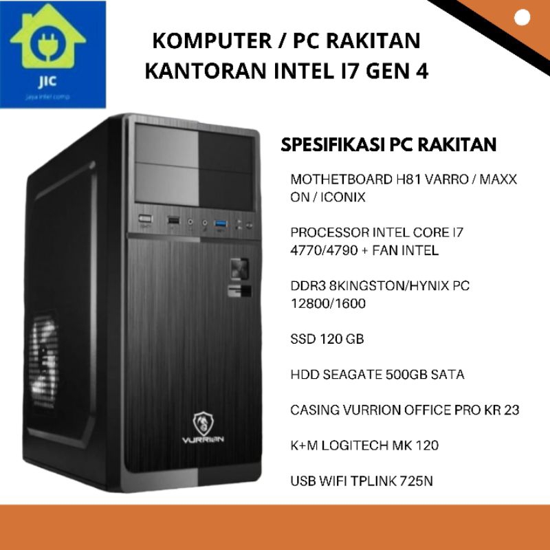 KOMPUTER /PC RAKITAN KANTORAN INTEL I7 GEN 4