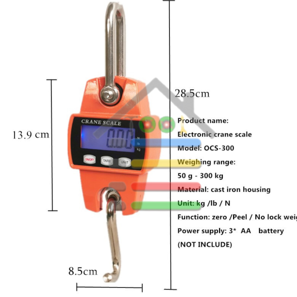 TIMBAGAN GANTUNG DIGITAL 200 / 300 KG CRANE SCALE DIGITAL LED HOOK