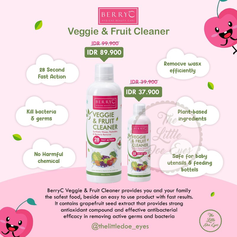 BerryC berry C Veggie &amp; Fruit Cleaner - Cairan Pembersih Sayuran &amp; Buah-buahan