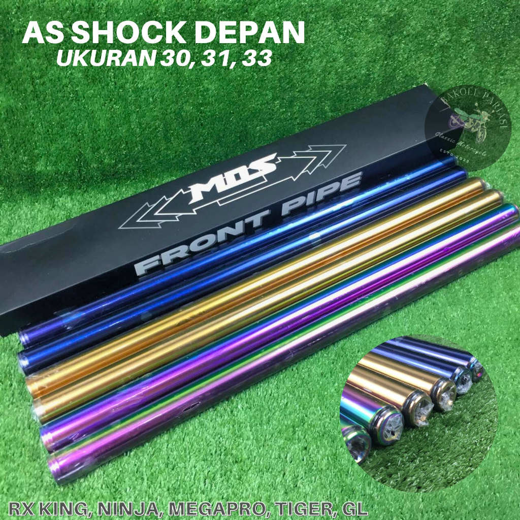 AS SHOCK DEPAN MDS Rainbow Gold Blue Ninja R RR Tiger Megapro GL CB RX King - Pipa As Skok Depan Uni
